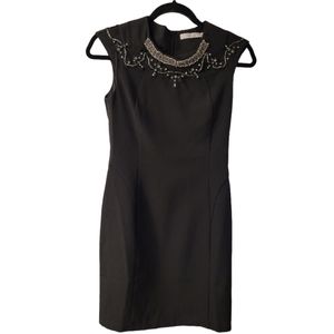 Luna Black Cocktail Dress with sequin neck line
